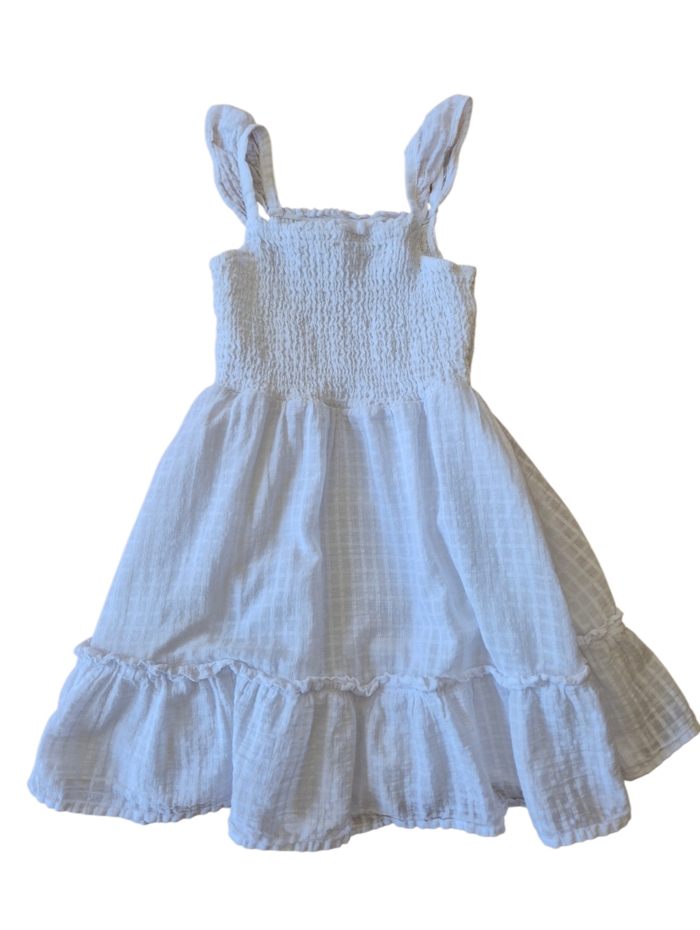 Janie And Jack White Sleeveless Dress, Ruffled Straps, Sz 7
